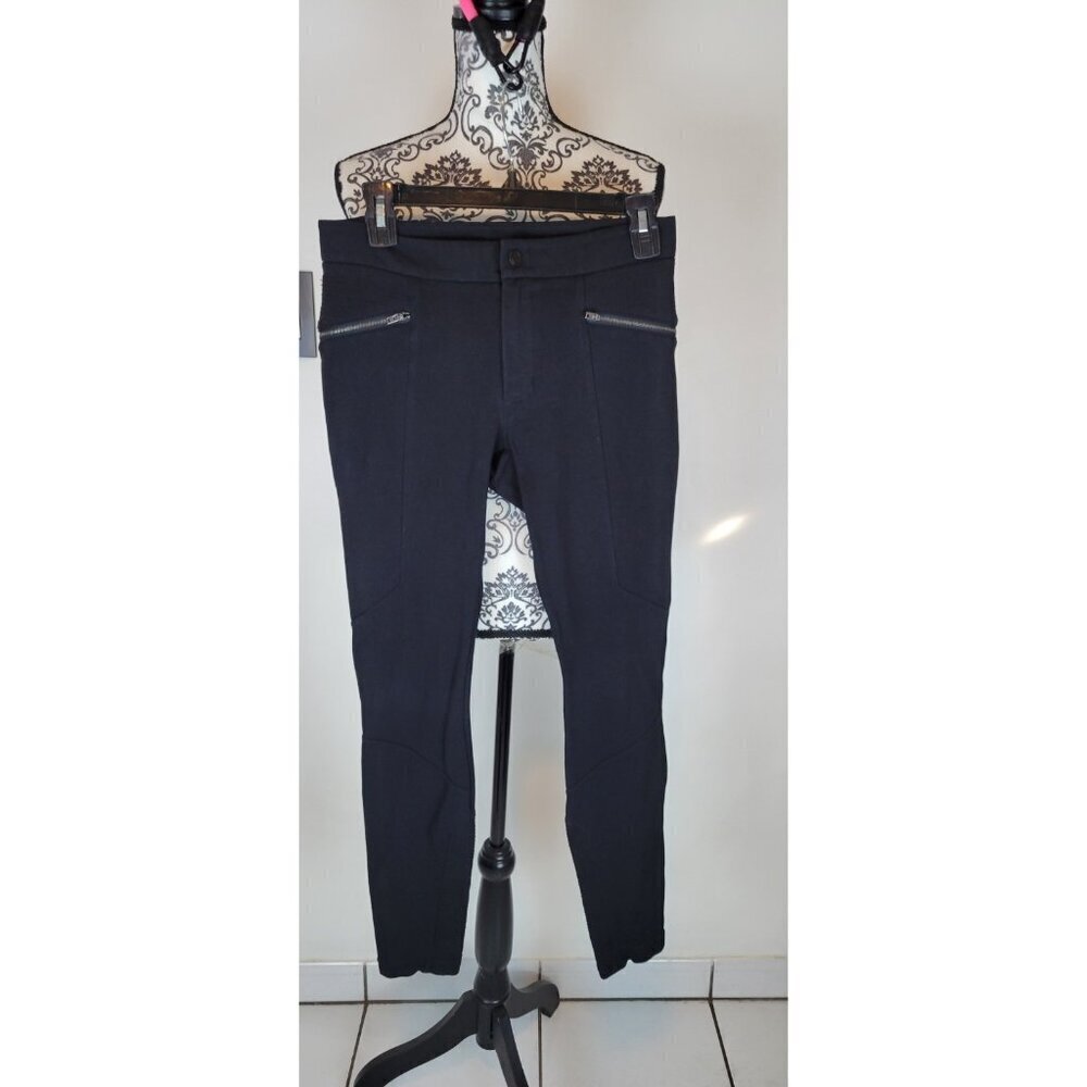 Athleta Ponte Moto Twill Legging Pants Womens Size 2 Black Low Rise Stretch